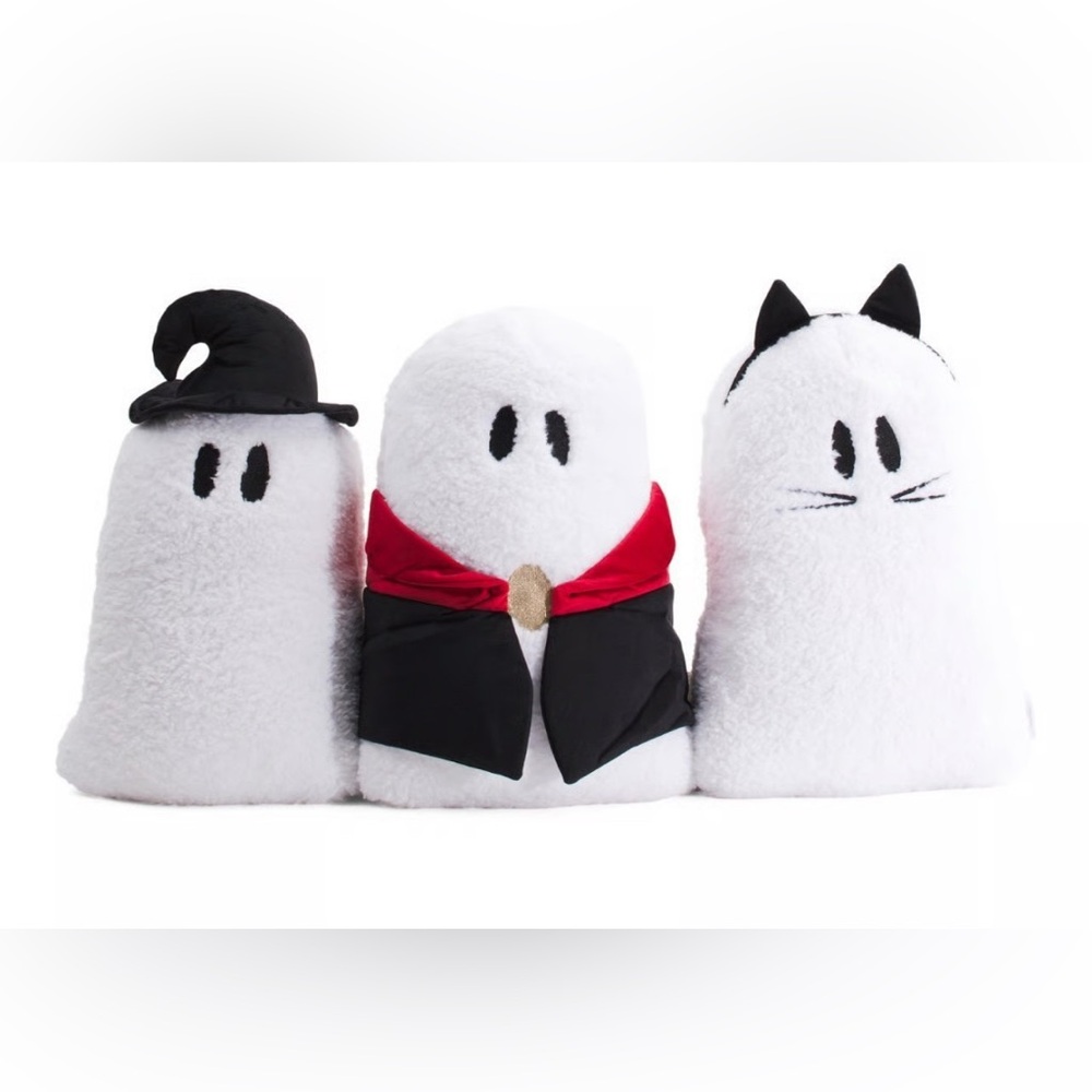 Cute Ghost Plush Pillow Trio with Costumes